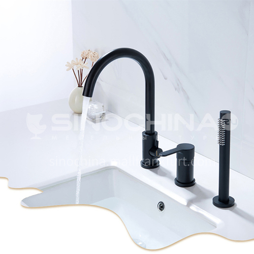 Black bath faucet three-piece bath cold and hot shower faucet HDP-07008